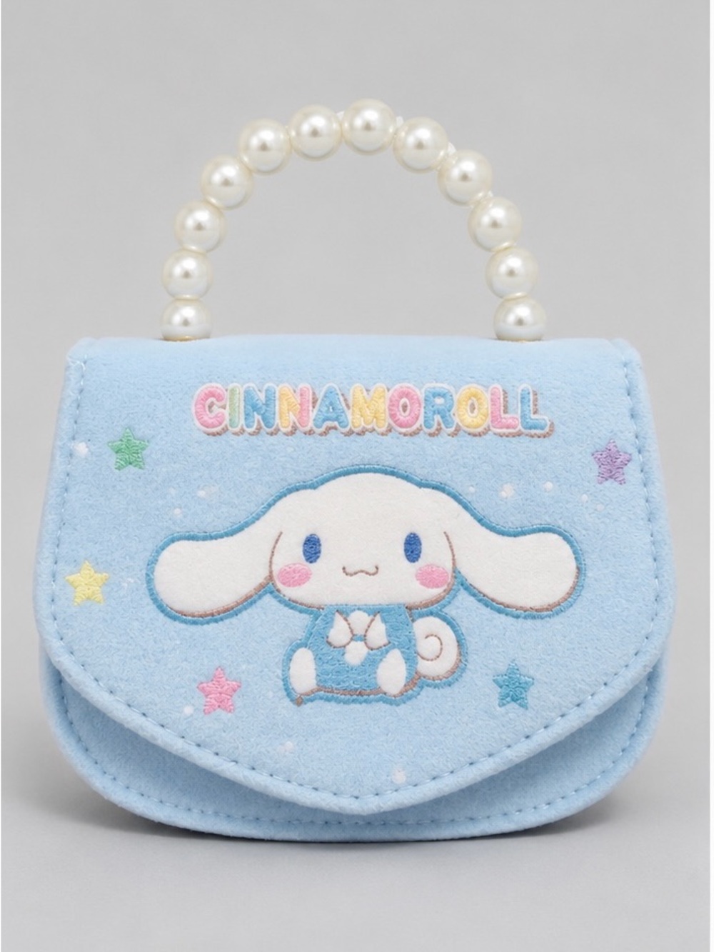 Cinnamoroll Mini Pearl Handle Purse – Blue Plush Crossbody Bag